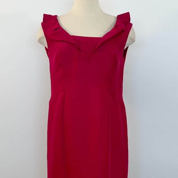Valentino Silk Sheath Dress Ruffle Raspberry Pink | Fits like Medium - Picture 3 of 13